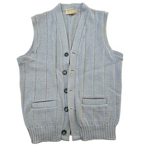 Vintage New Yorker Gray Knit Button-down Vest Men's Size Small